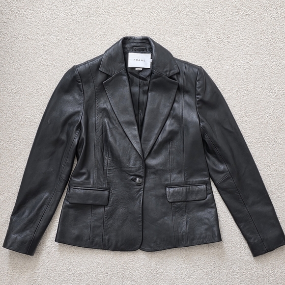 CYBER MONDAY! Frame School Boy Leather Blazer Size Small (4) - Picture 7 of 15